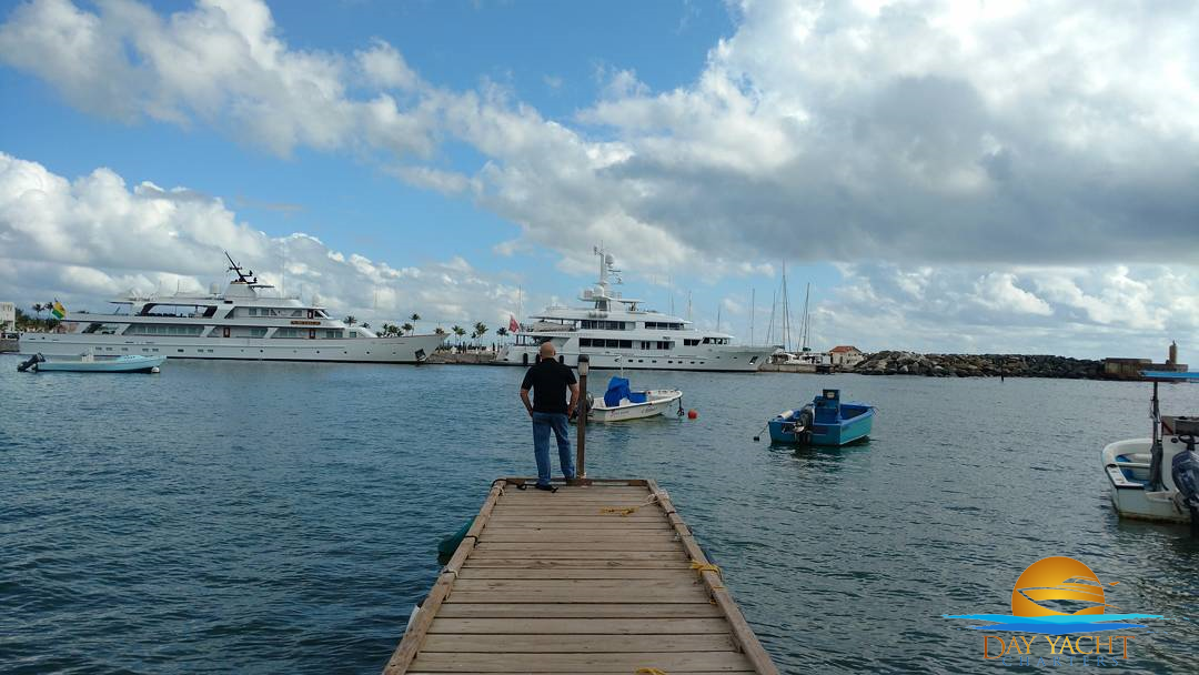 Yacht bow cutting through deep blue water, Puerto Rico yacht charter